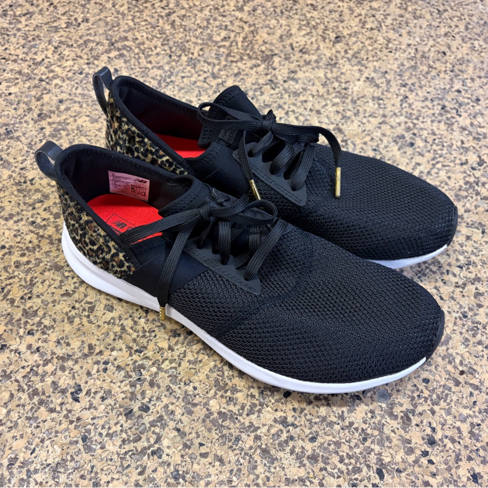 New Balance Black and Leopard Print Sneakers